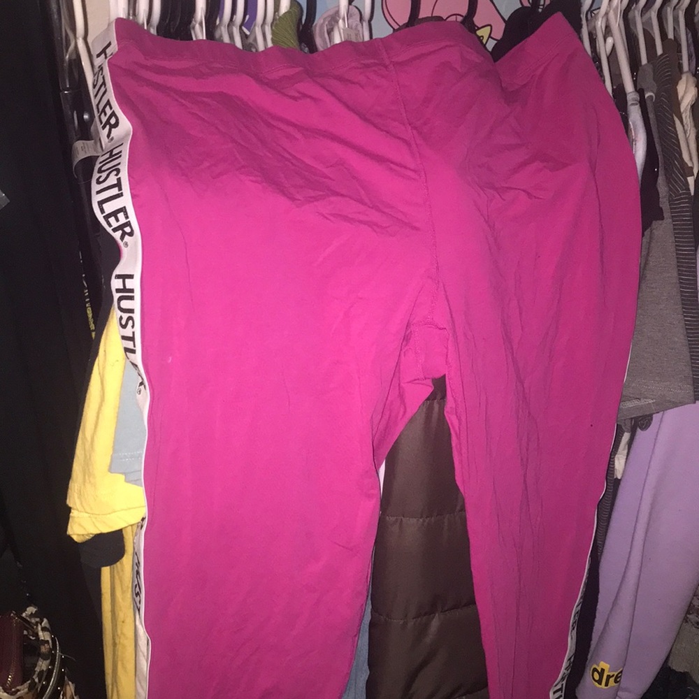 Hustler Hollywood women's hot pink contrast tape leggings 16 XL NEW NEVER WORN